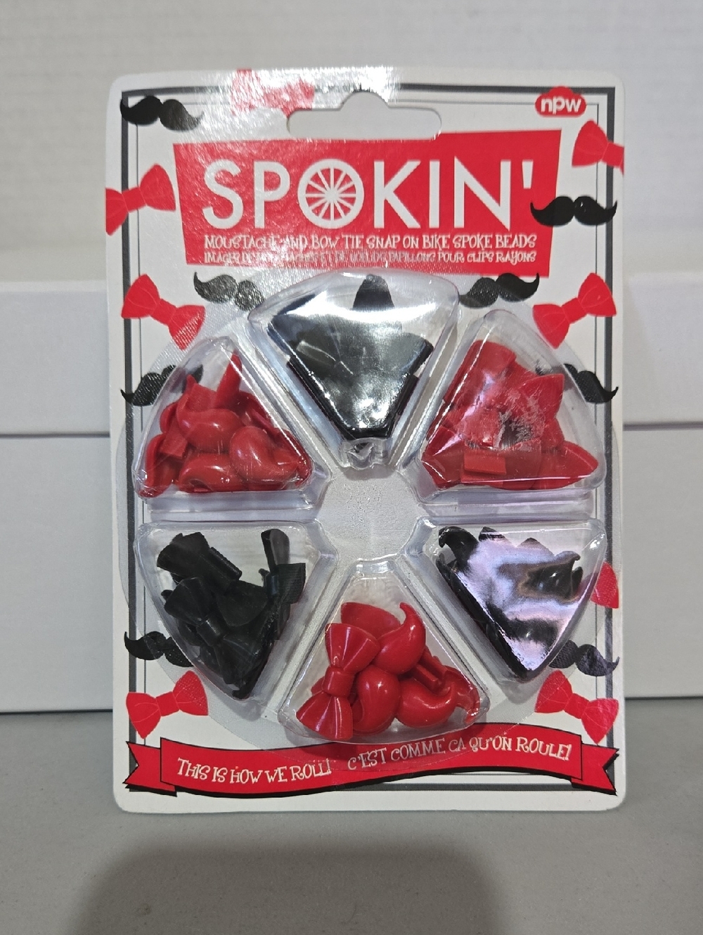 Spokin' Bike Spoke Beads - Red & Black-Bow Tie & Mustache Set